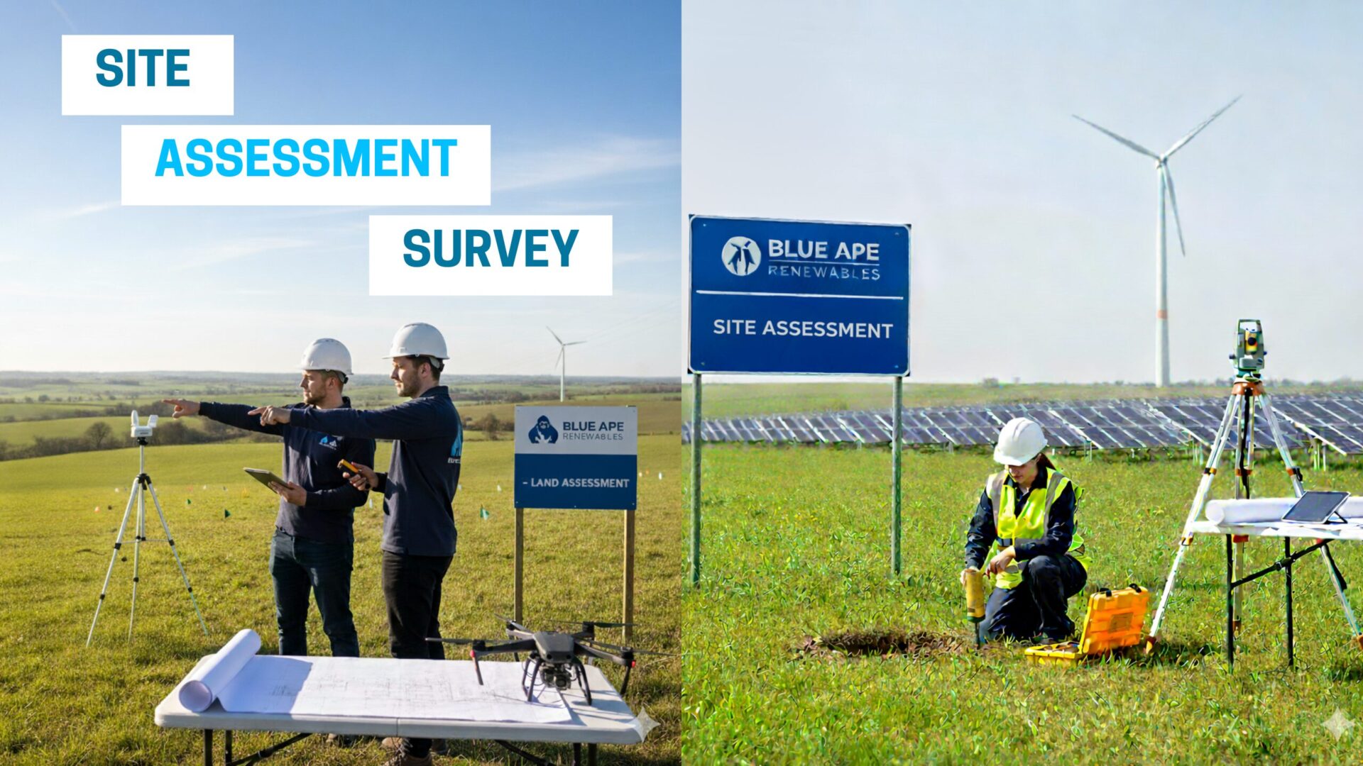 Aerial drone view of land being assessed for a solar farm