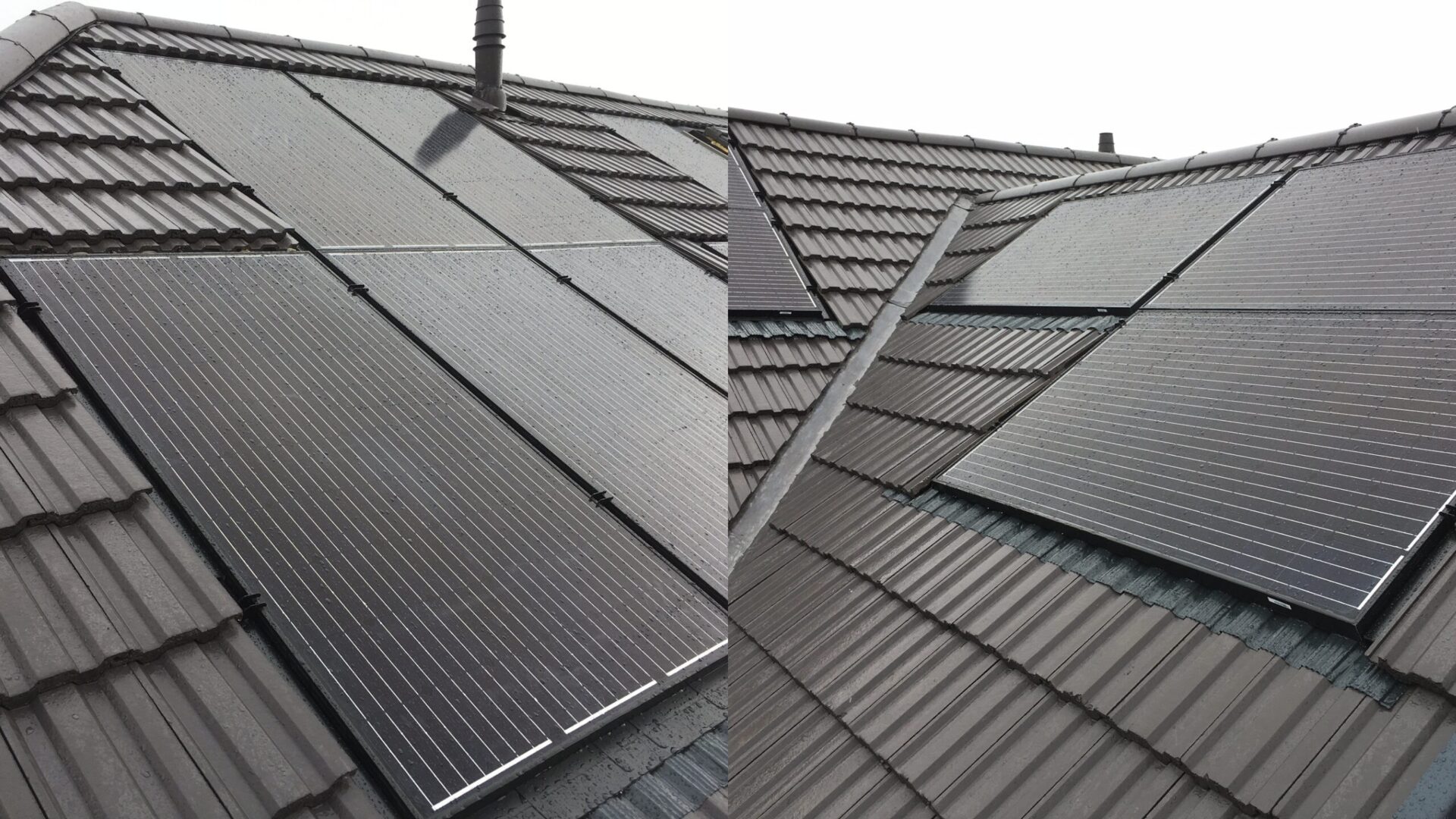 Close-up of a seamless in-roof solar panel installation